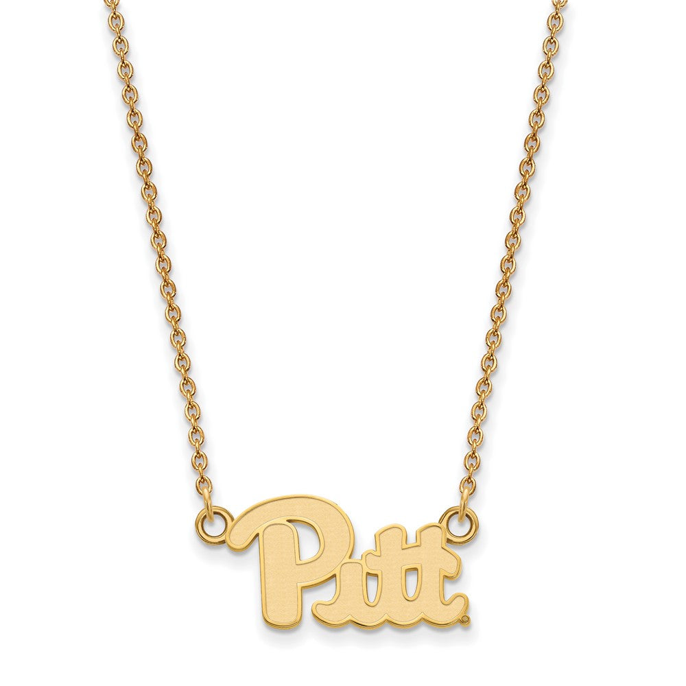 Gold Plated Sterling Silver Logoart University Of Pittsburgh Small Pendant 18 Inch Necklace