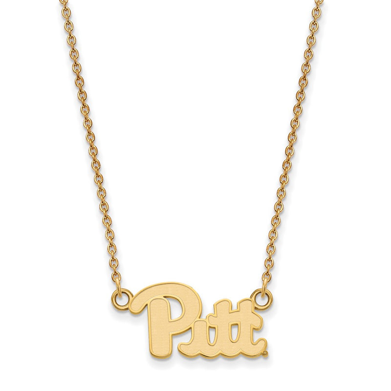 Gold Plated Sterling Silver Logoart University Of Pittsburgh Small Pendant 18 Inch Necklace