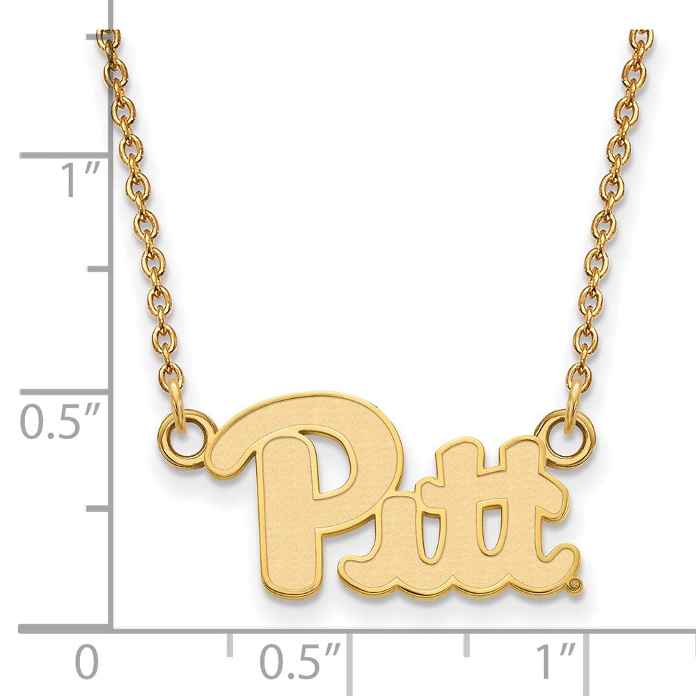 Gold Plated Sterling Silver Logoart University Of Pittsburgh Small Pendant 18 Inch Necklace