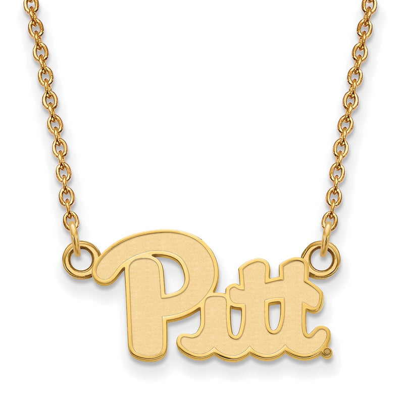 Gold Plated Sterling Silver Logoart University Of Pittsburgh Small Pendant 18 Inch Necklace