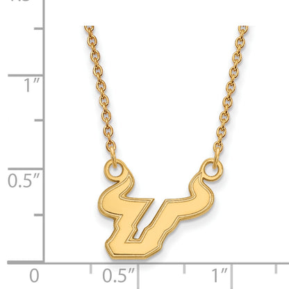 10K Yellow Gold Logoart University Of South Florida Bull Small Pendant 18 Inch Necklace