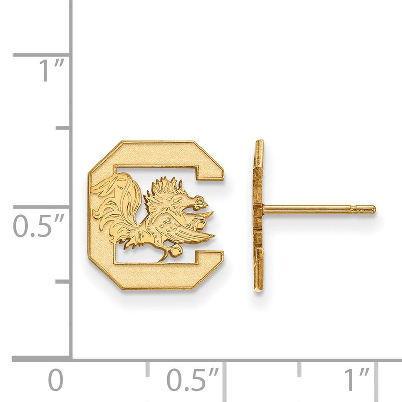 Gold Plated Sterling Silver Logoart University Of South Carolina Small Post Earrings
