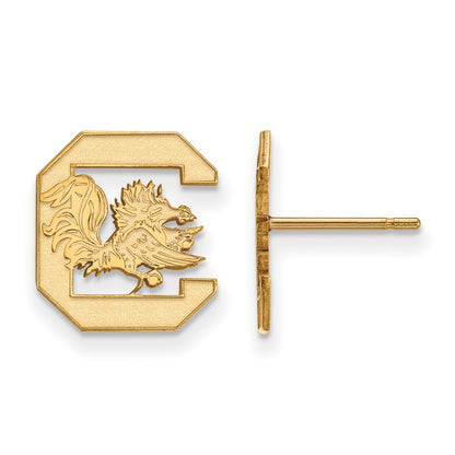 Gold Plated Sterling Silver Logoart University Of South Carolina Small Post Earrings