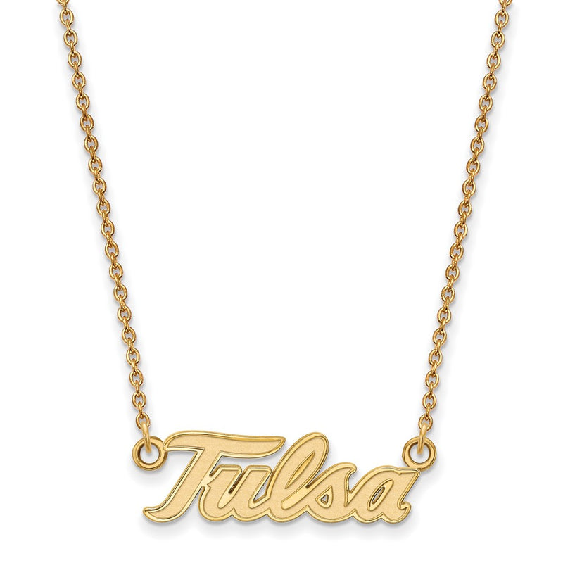 Gold Plated Sterling Silver Logoart University Of Tulsa T U Large Pendant 18 Inch Necklace