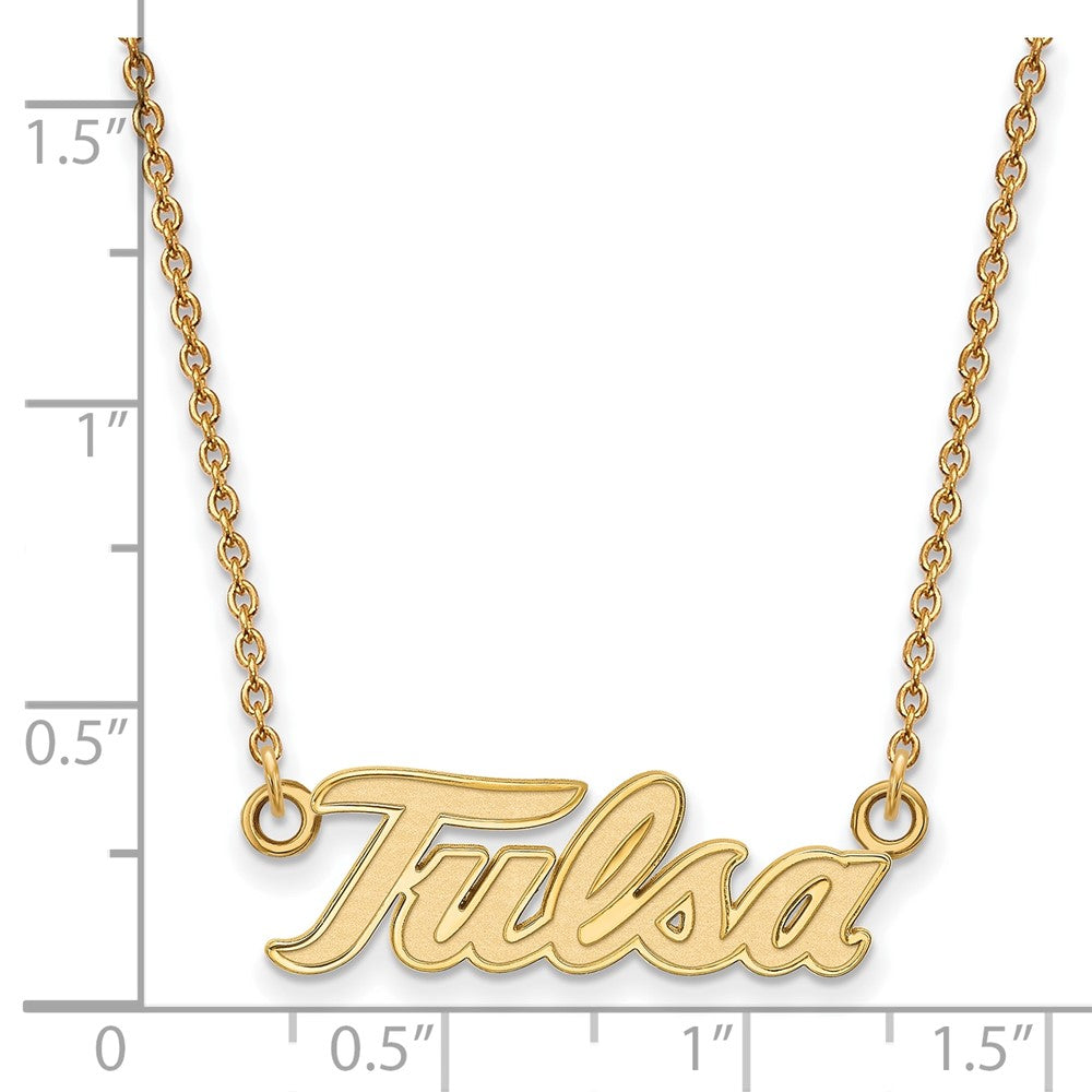 Gold Plated Sterling Silver Logoart University Of Tulsa T U Large Pendant 18 Inch Necklace