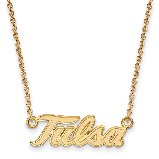 10K Yellow Gold Logoart University Of Tulsa T U Large Pendant 18 Inch Necklace