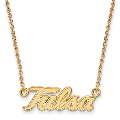 Gold Plated Sterling Silver Logoart University Of Tulsa T U Large Pendant 18 Inch Necklace