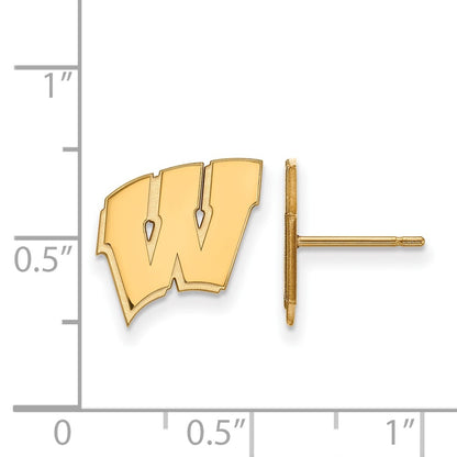 14K Yellow Gold Logoart University Of Wisconsin Letter W Small Post Earrings