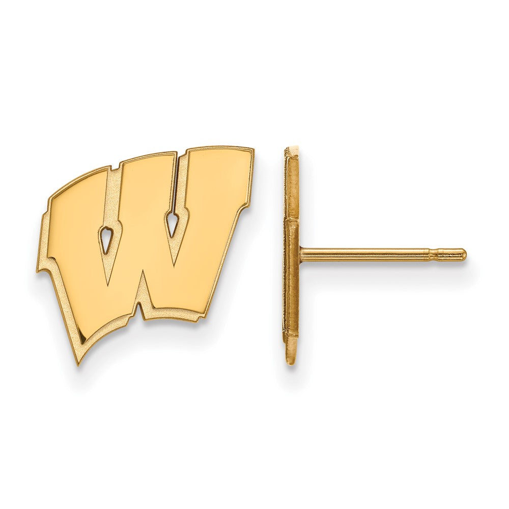 Gold Plated Sterling Silver Logoart University Of Wisconsin Letter W Small Post Earrings