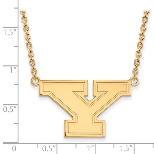 10K Yellow Gold Logoart Youngstown State University Letter Y Large Pendant 18 Inch Necklace