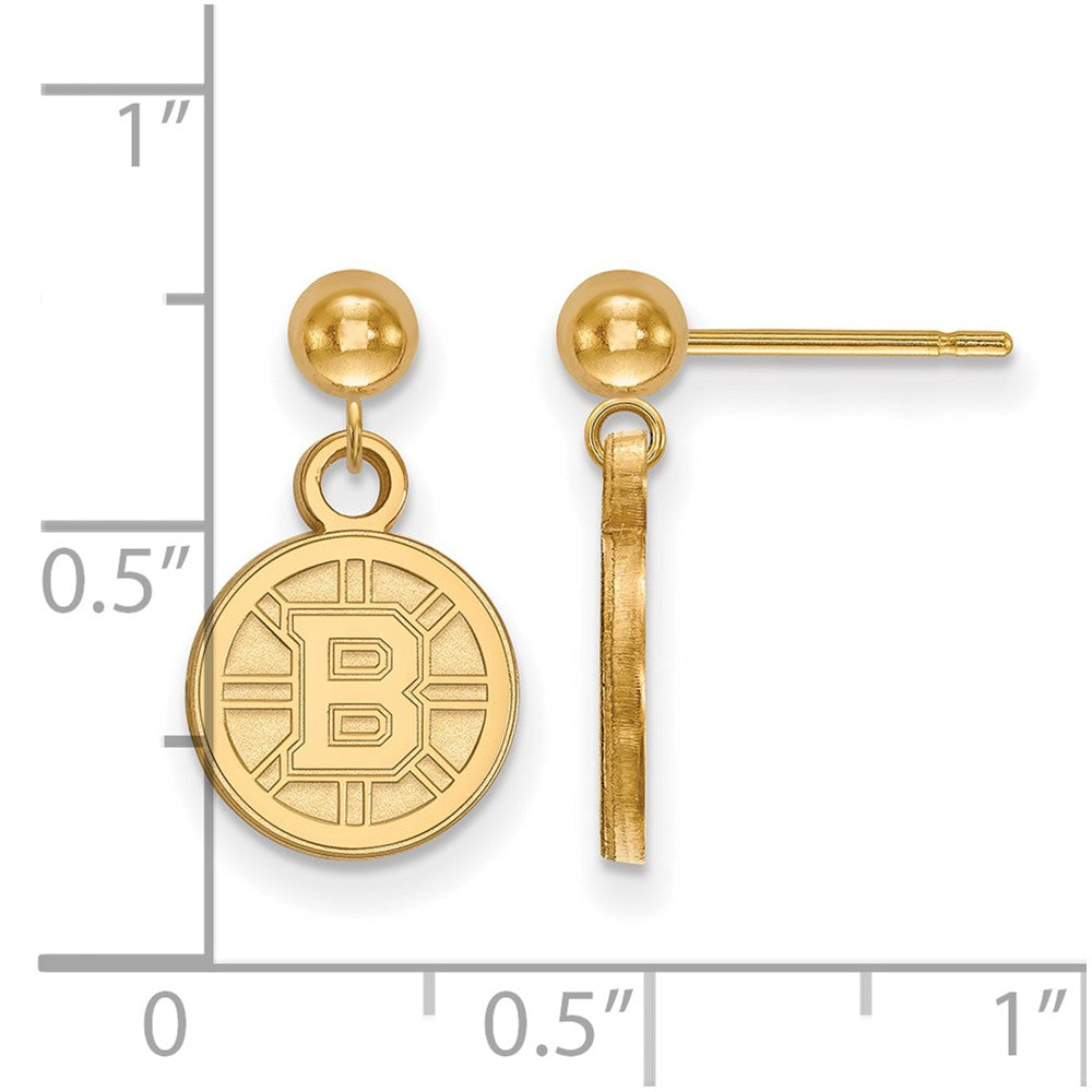 14K Yellow Gold Nhl Logoart Boston Bruins Dangle Post Earrings