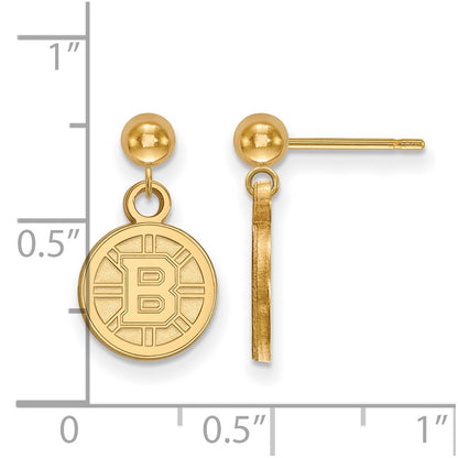 Gold Plated Sterling Silver Nhl Logoart Boston Bruins Dangle Post Earrings