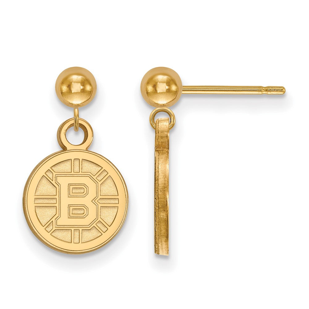 14K Yellow Gold Nhl Logoart Boston Bruins Dangle Post Earrings