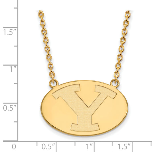 10K Yellow Gold Logoart Brigham Young University Letter Y Large Pendant 18 Inch Necklace