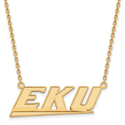 14K Yellow Gold Logoart Eastern Kentucky University E K U Large Pendant 18 Inch Necklace