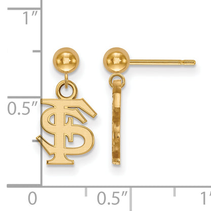 Gold Plated Sterling Silver Logoart Florida State University F S Dangle Ball Post Earrings