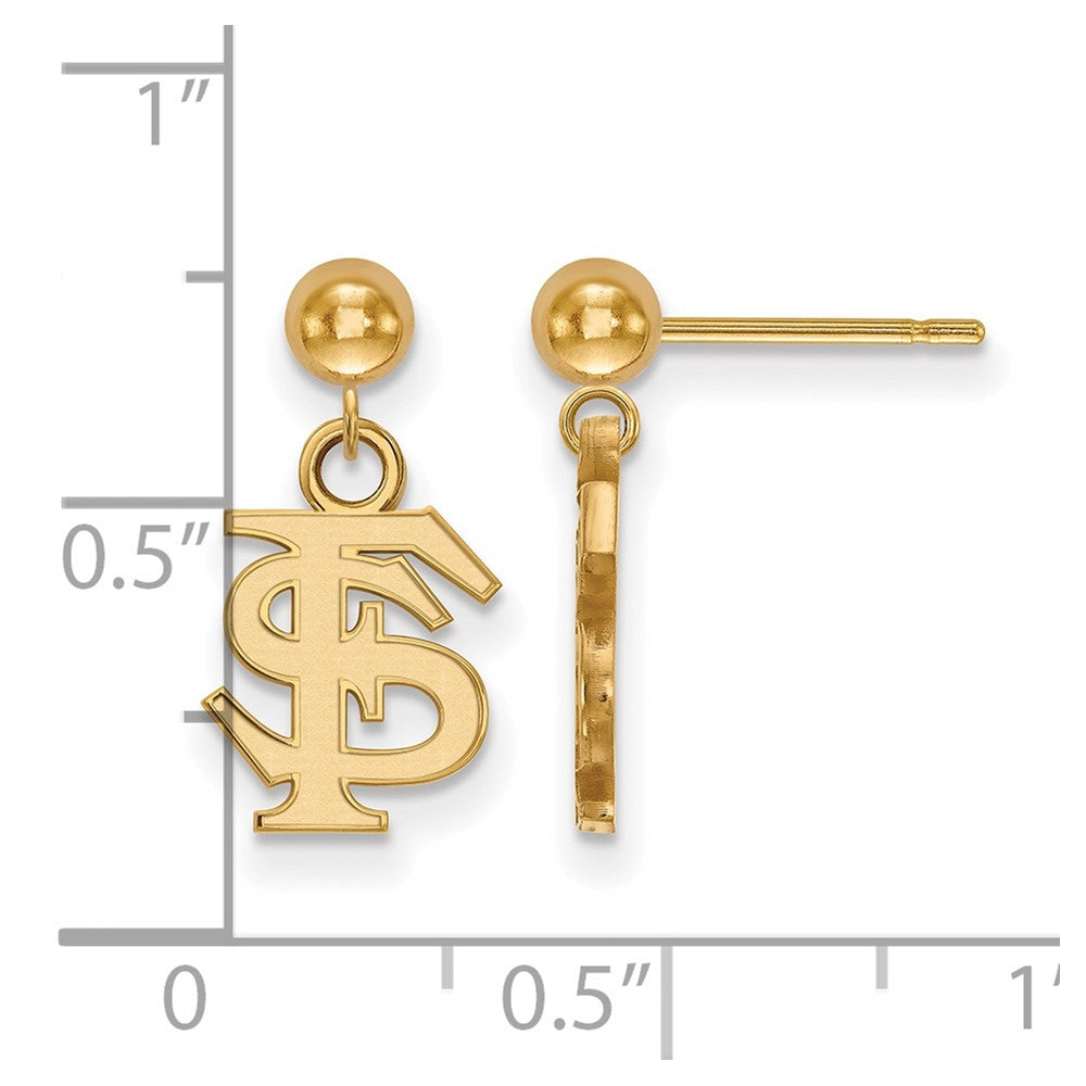 14K Yellow Gold Logoart Florida State University F S Dangle Ball Post Earrings