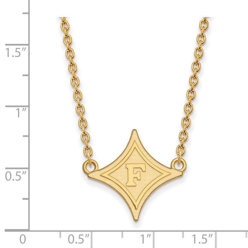 14K Yellow Gold Logoart Furman University Large Pendant 18 Inch Necklace