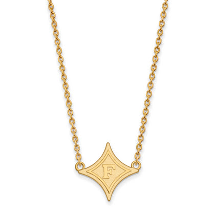 10K Yellow Gold Logoart Furman University Large Pendant 18 Inch Necklace