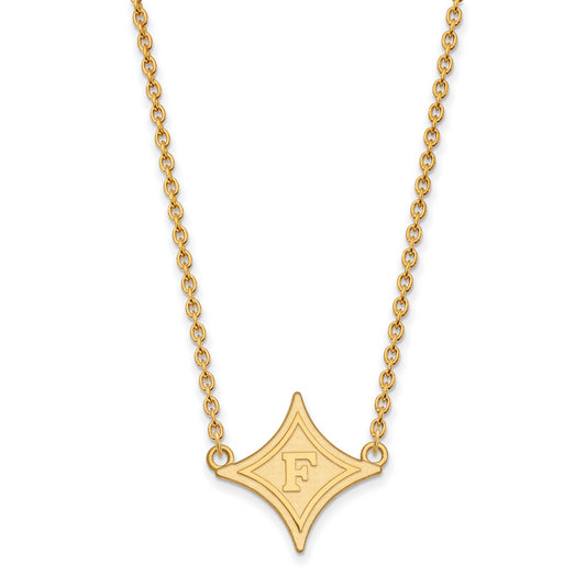 10K Yellow Gold Logoart Furman University Large Pendant 18 Inch Necklace
