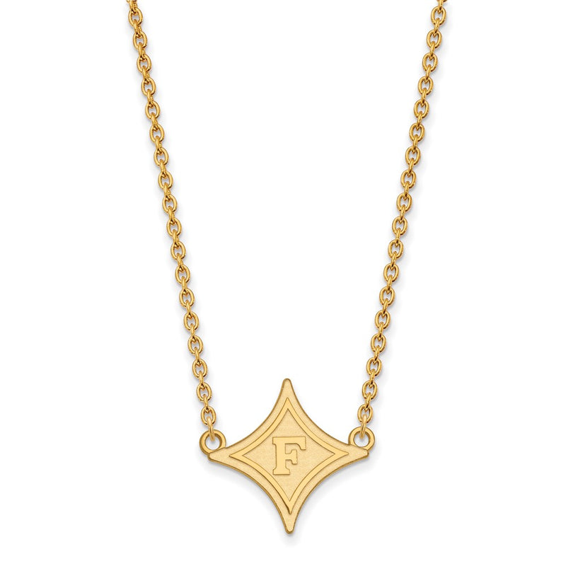 14K Yellow Gold Logoart Furman University Large Pendant 18 Inch Necklace