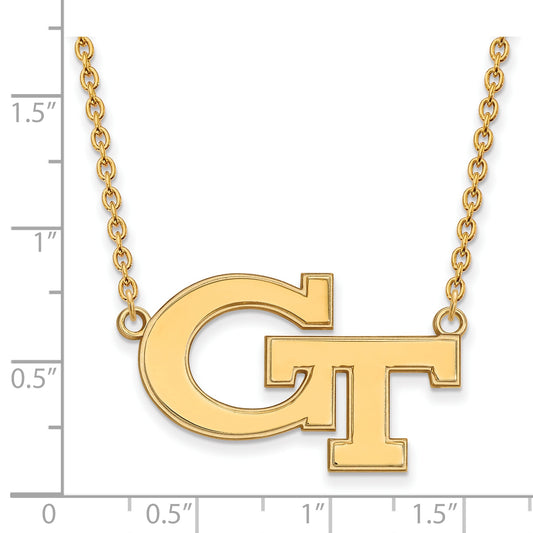 10K Yellow Gold Logoart Georgia Institute Of Technology G T Large Pendant 18 Inch Necklace