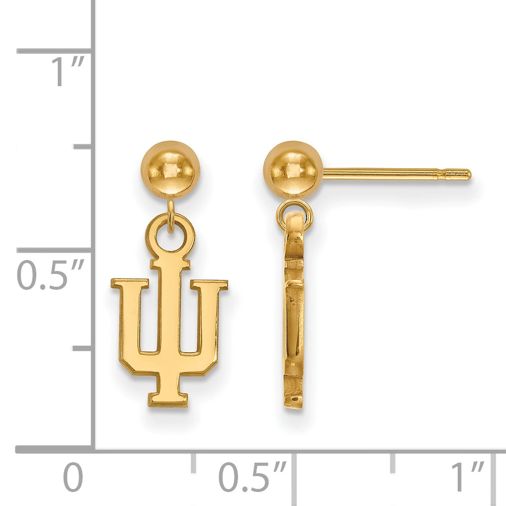14K Yellow Gold Logoart Indiana University I U Dangle Ball Post Earrings