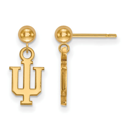 14K Yellow Gold Logoart Indiana University I U Dangle Ball Post Earrings