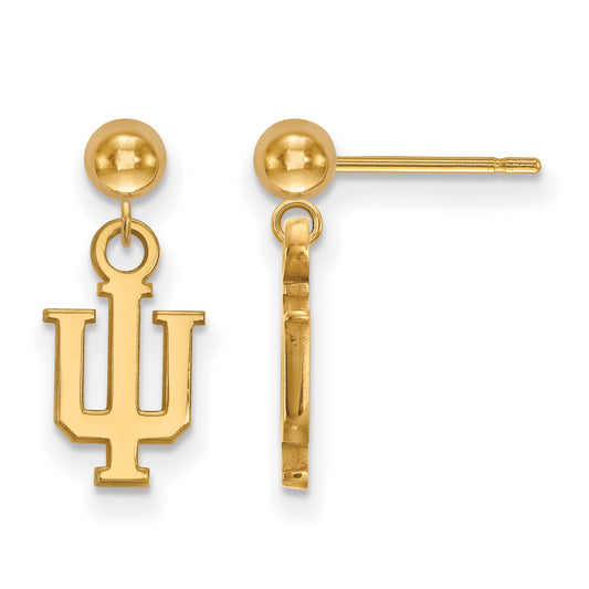 14K Yellow Gold Logoart Indiana University I U Dangle Ball Post Earrings