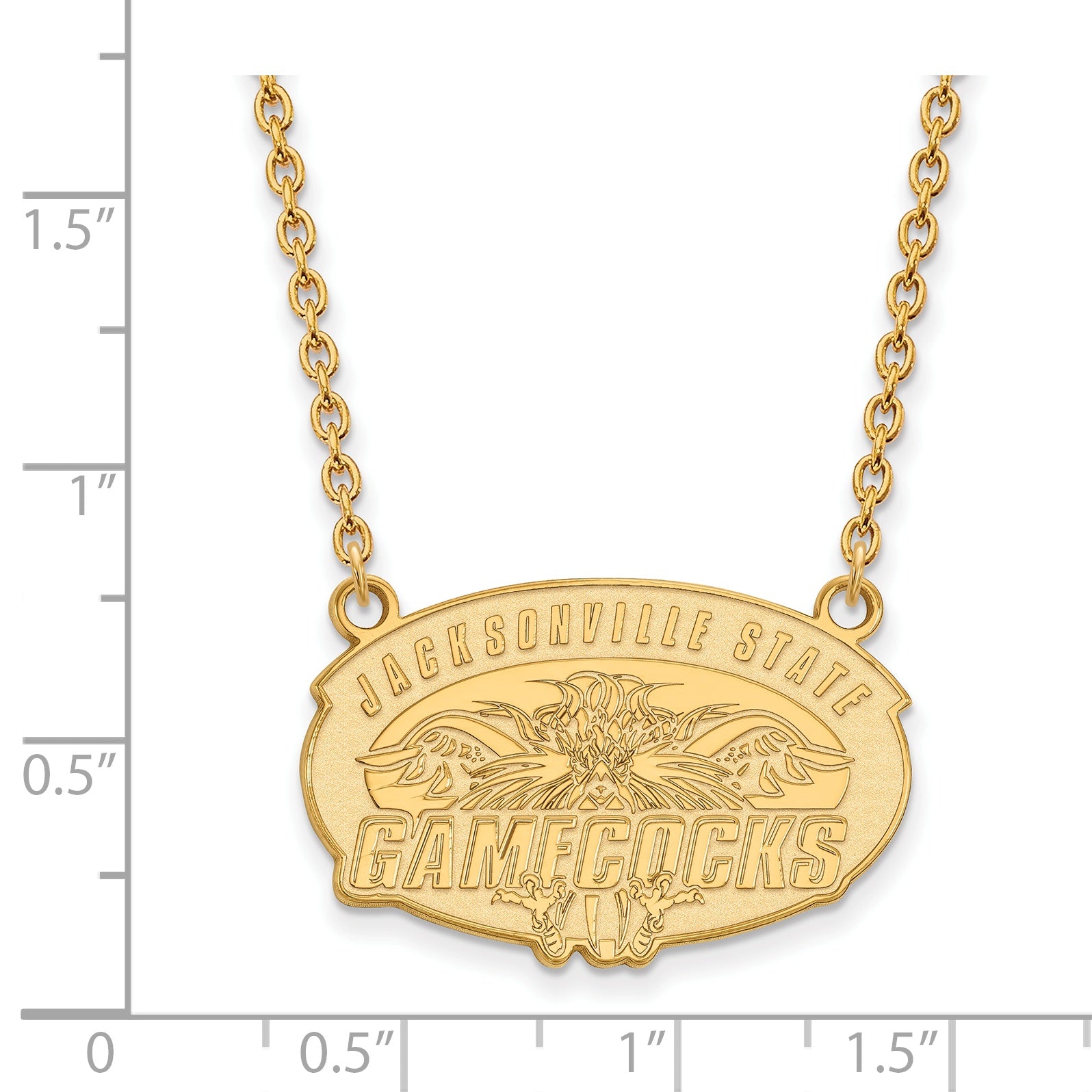 10K Yellow Gold Logoart Jacksonville State University Large Pendant 18 Inch Necklace