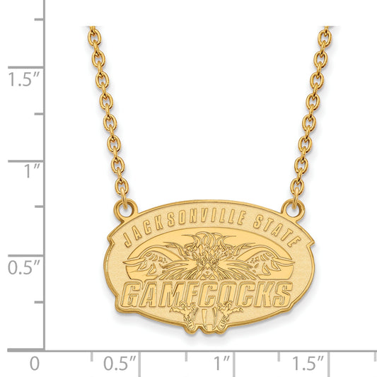 10K Yellow Gold Logoart Jacksonville State University Large Pendant 18 Inch Necklace