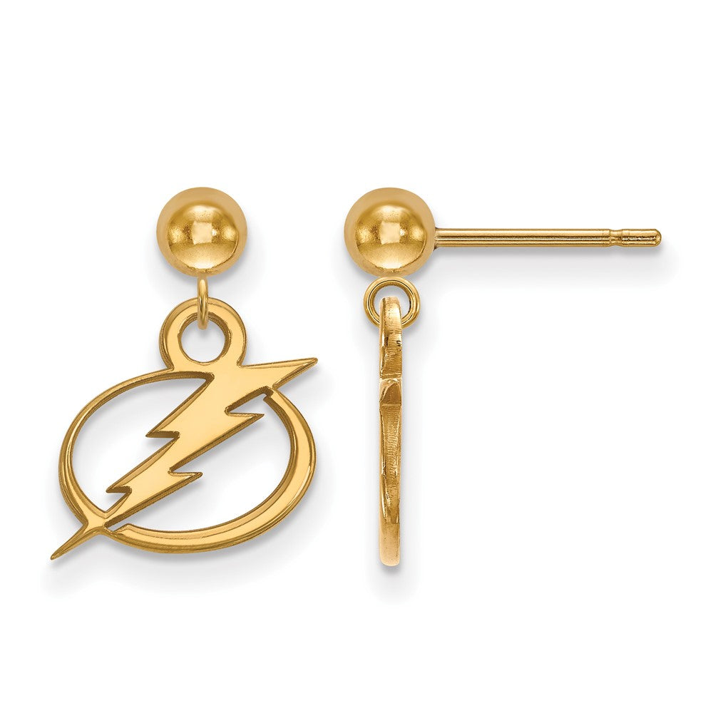 Gold Plated Sterling Silver Nhl Logoart Tampa Bay Lightning Dangle Ball Post Earrings
