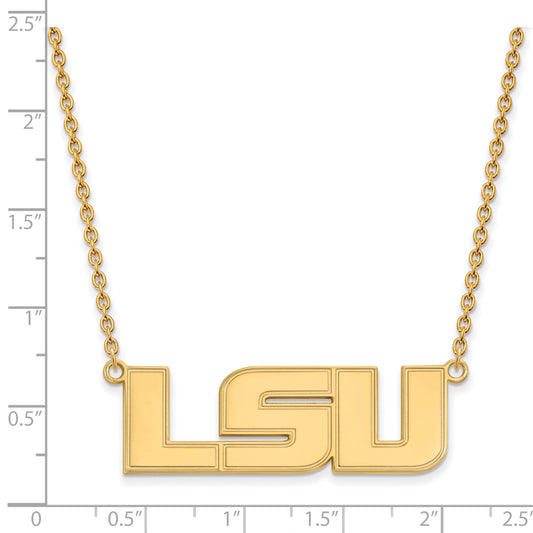 10K Yellow Gold Logoart Louisiana State University L S U Large Pendant 18 Inch Necklace