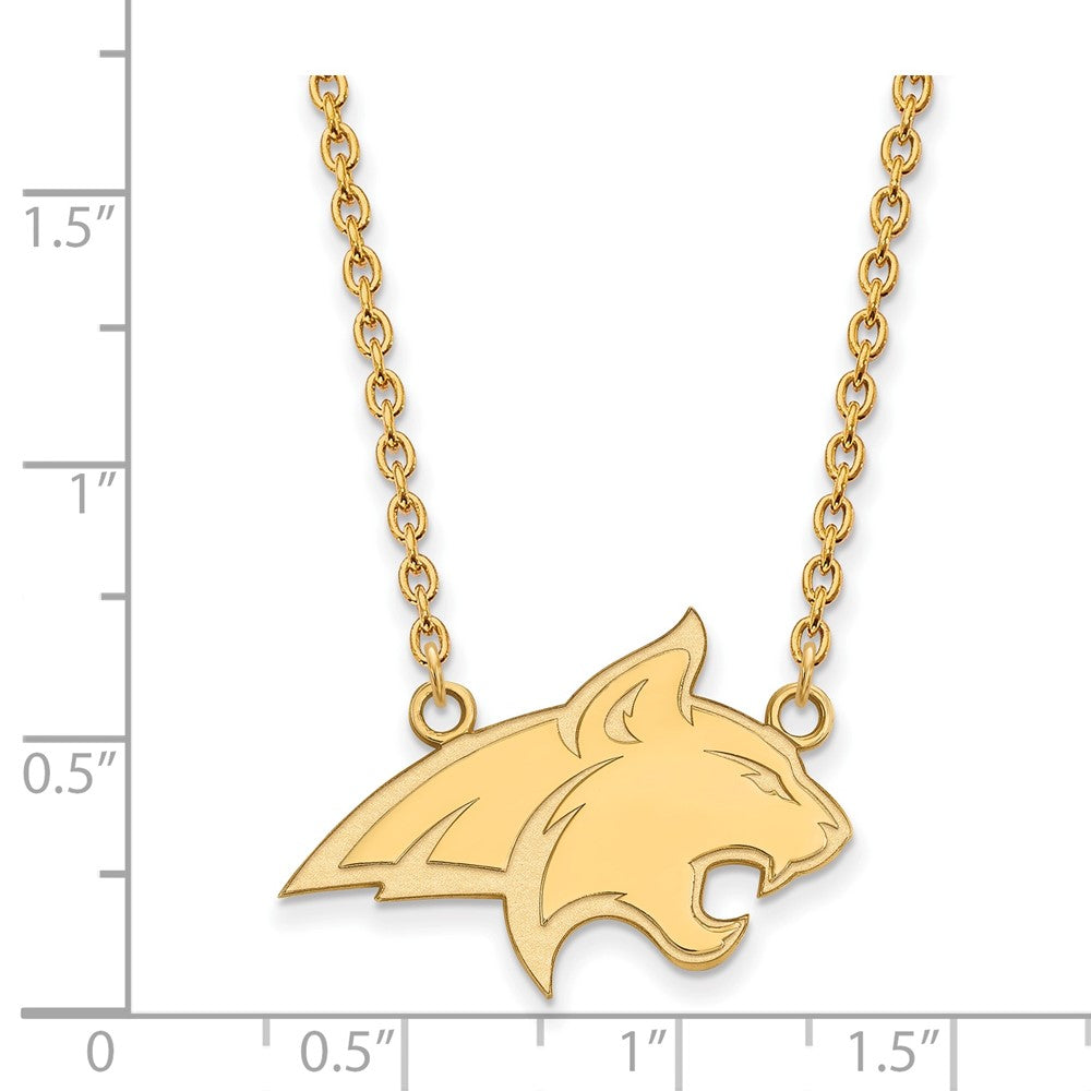 Gold Plated Sterling Silver Logoart Montana State University Bobcat Large Pendant 18 Inch Necklace