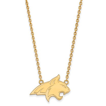 Gold Plated Sterling Silver Logoart Montana State University Bobcat Large Pendant 18 Inch Necklace