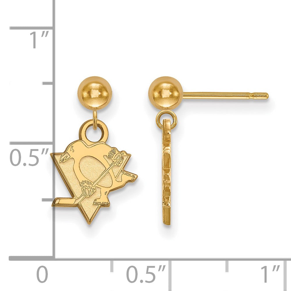14K Yellow Gold Nhl Logoart Pittsburgh Penguins Dangle Post Earrings