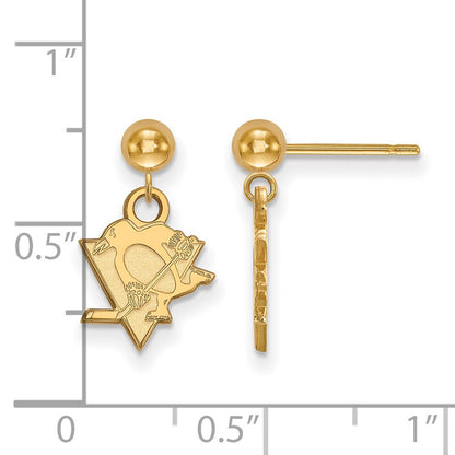 14K Yellow Gold Nhl Logoart Pittsburgh Penguins Dangle Post Earrings