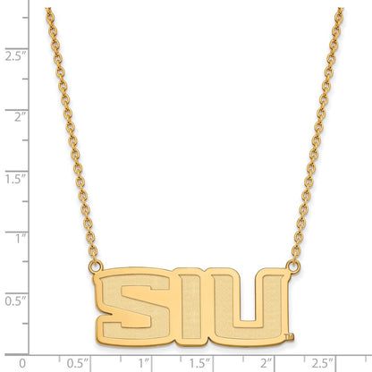 Gold Plated Sterling Silver Logoart Southern Illinois University S I U Large Pendant 18 Inch Necklace