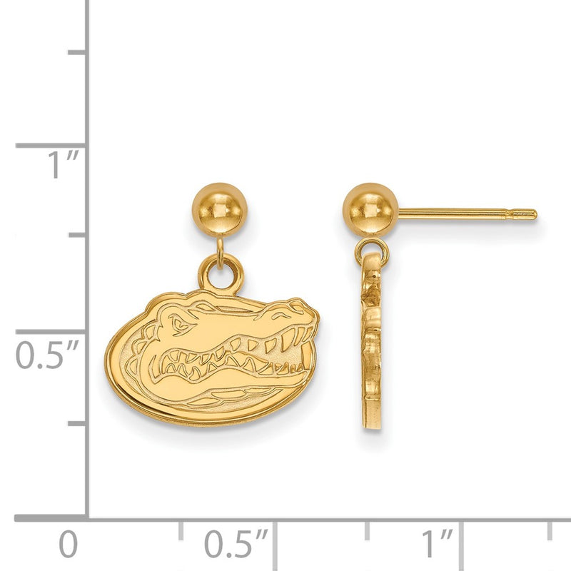 14K Yellow Gold Logoart University Of Florida Dangle Ball Post Earrings