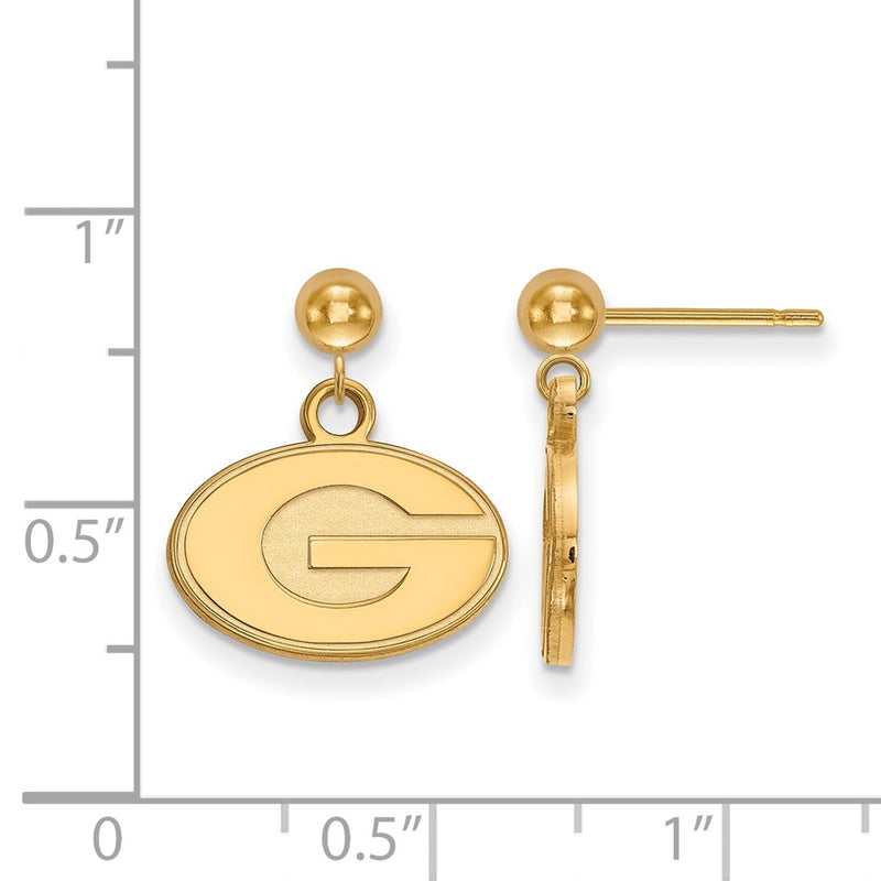 14K Yellow Gold Logoart University Of Georgia Letter G Dangle Ball Post Earrings