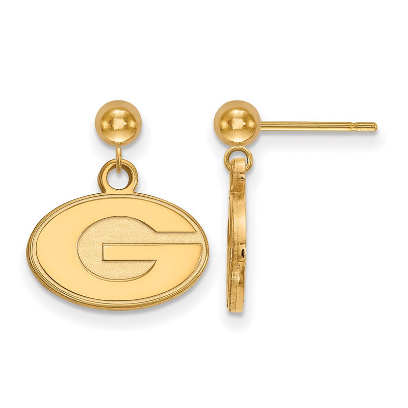 14K Yellow Gold Logoart University Of Georgia Letter G Dangle Ball Post Earrings