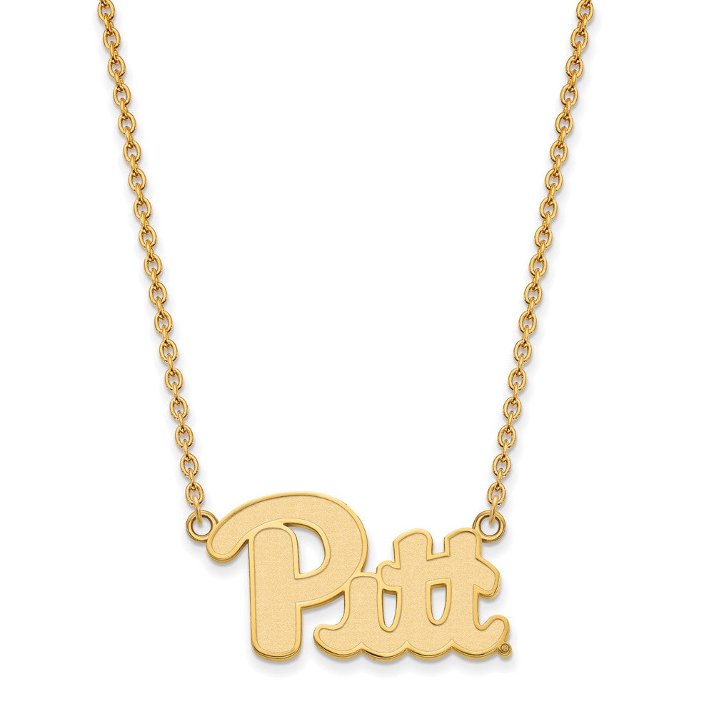 Gold Plated Sterling Silver Logoart University Of Pittsburgh Large Pendant 18 Inch Necklace