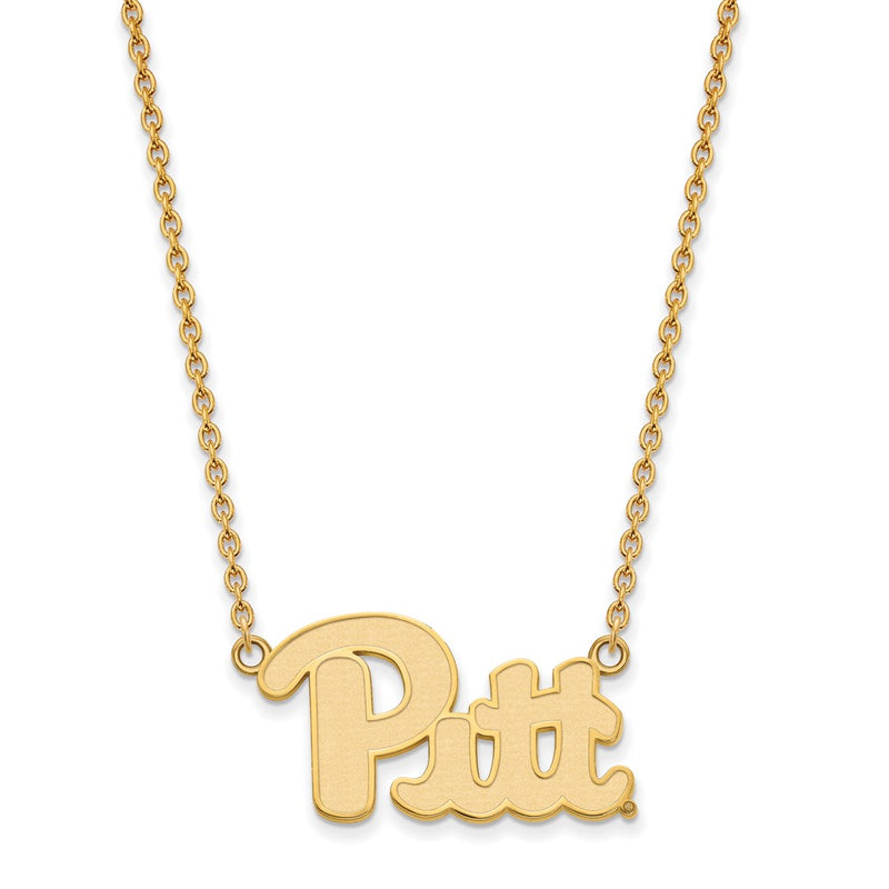 Gold Plated Sterling Silver Logoart University Of Pittsburgh Large Pendant 18 Inch Necklace