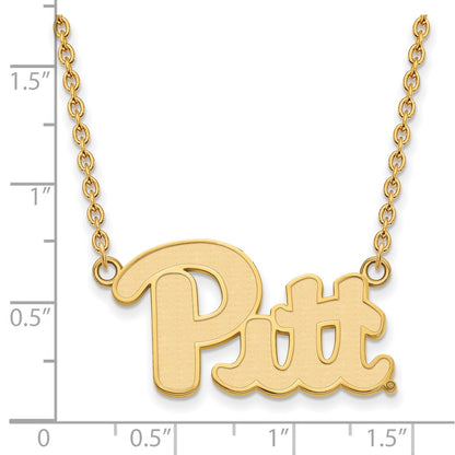 Gold Plated Sterling Silver Logoart University Of Pittsburgh Large Pendant 18 Inch Necklace