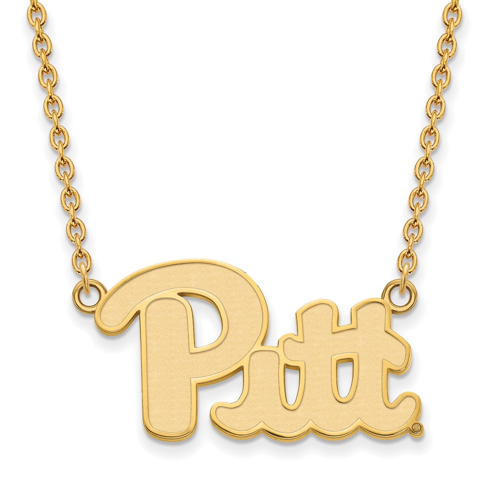 Gold Plated Sterling Silver Logoart University Of Pittsburgh Large Pendant 18 Inch Necklace