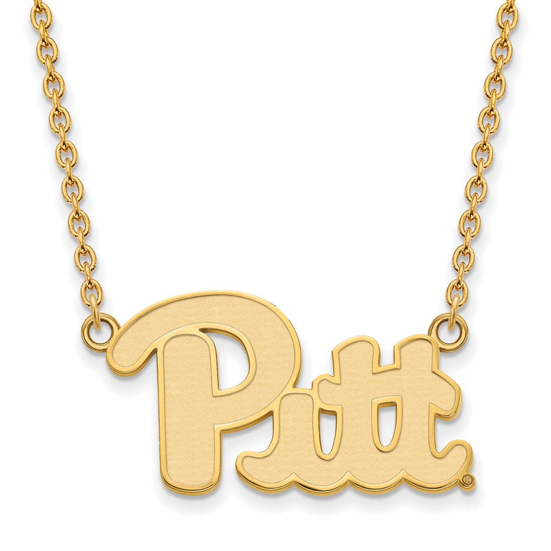 Gold Plated Sterling Silver Logoart University Of Pittsburgh Large Pendant 18 Inch Necklace