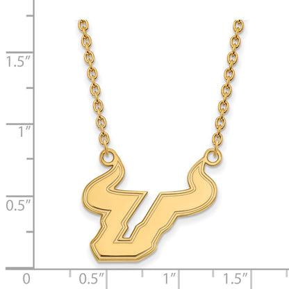 14K Yellow Gold Logoart University Of South Florida Bull Large Pendant 18 Inch Necklace