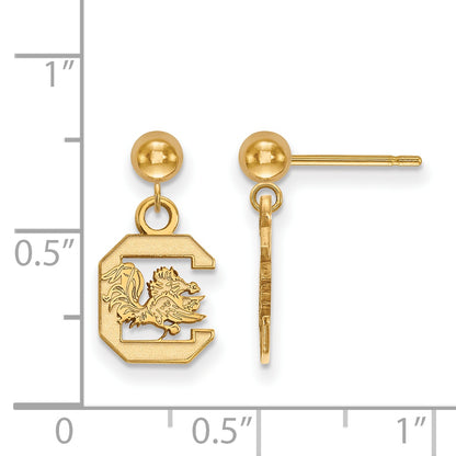 Gold Plated Sterling Silver Logoart University Of South Carolina Dangle Ball Post Earrings