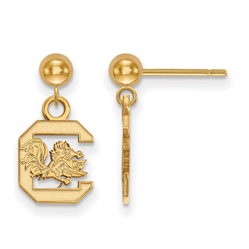 Gold Plated Sterling Silver Logoart University Of South Carolina Dangle Ball Post Earrings
