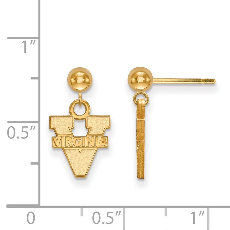 Gold Plated Sterling Silver Logoart University Of Virginia Dangle Ball Post Earrings